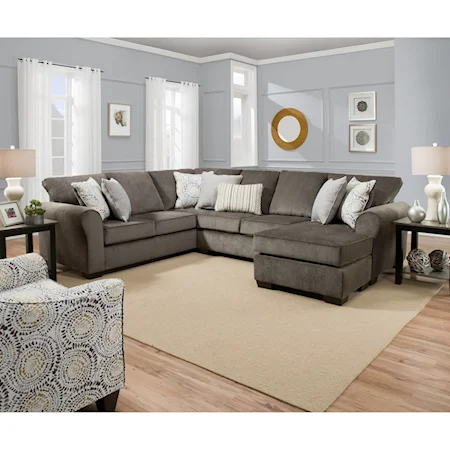 Casual Sectional Sofa with Right Arm Facing Chaise